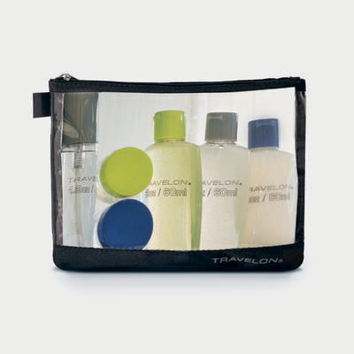 1-quart zip-top bag with bottles