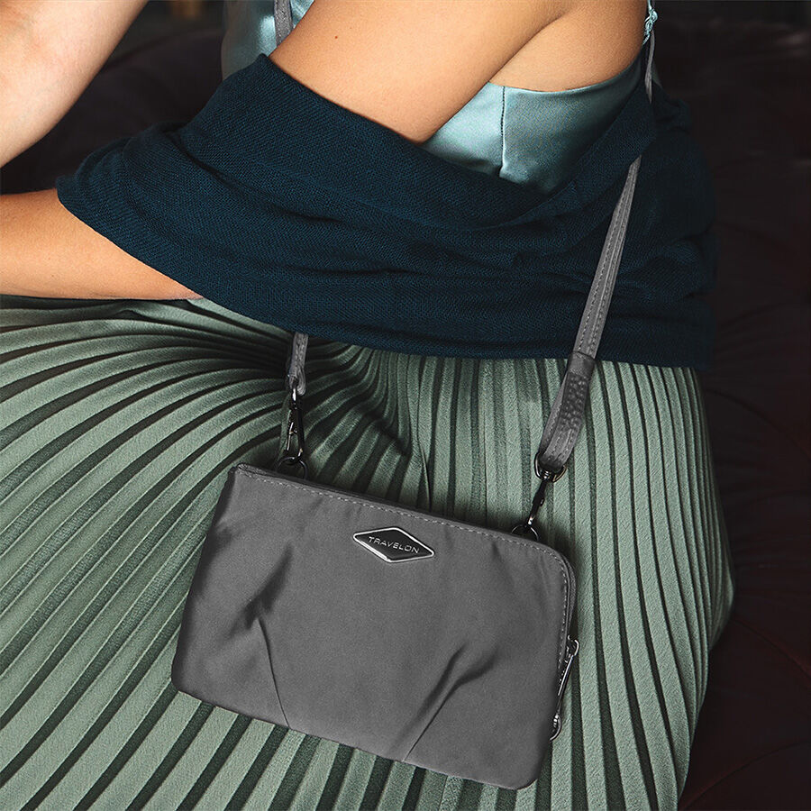 Anti-Theft Parkview Double Zip Crossbody Clutch