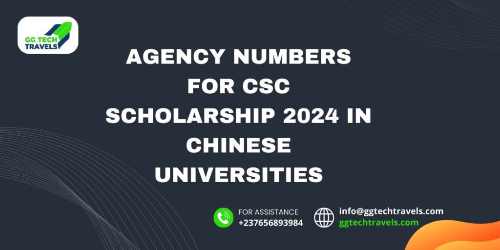 Agency Numbers for CSC Scholarship 2024 in Chinese Universities